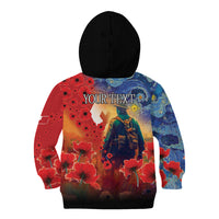Tonga ANZAC Day Personalised Kid Hoodie Soldier Te Tau Manatui Kinautolu with Poppy Field LT9 - Polynesian Pride