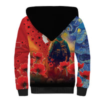 Tonga ANZAC Day Personalised Sherpa Hoodie Soldier Te Tau Manatui Kinautolu with Poppy Field LT9 - Polynesian Pride
