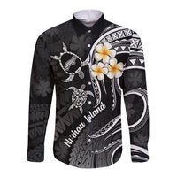 Polynesian Hawaii Long Sleeve Button Shirt Niihau Islands with Pacific Plumeria White Vibe LT9 Unisex White - Polynesian Pride