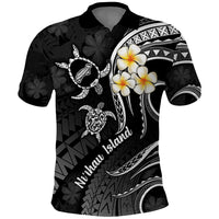 Polynesian Hawaii Polo Shirt Niihau Islands with Pacific Plumeria White Vibe LT9 White - Polynesian Pride