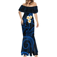 Hawaii Mermaid Dress Molokai Islands Polynesian Sunset Plumeria Blue Vibe LT9 - Polynesian Pride