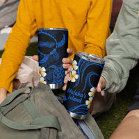 Hawaii Molokaʻi Islands Pacific Plumeria Tumbler Cup Blue Polynesian Tattoo