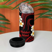 Hawaii Molokaʻi Islands Pacific Plumeria 4 in 1 Can Cooler Tumbler Red Polynesian Tattoo
