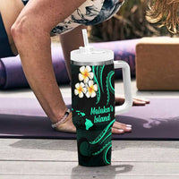 Hawaii Molokaʻi Islands Pacific Plumeria Tumbler With Handle Turquoise Polynesian Tattoo
