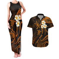 Hawaii Couples Matching Tank Maxi Dress And Hawaiian Shirt Lanai Islands Polynesian Sunset Plumeria Gold Vibe LT9 Gold - Polynesian Pride
