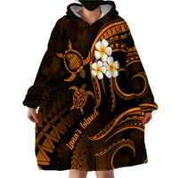 Hawaii Wearable Blanket Hoodie Lanai Islands Polynesian Sunset Plumeria Gold Vibe LT9 - Polynesian Pride