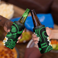 Hawaii Lanaʻi Islands Pacific Plumeria 4 in 1 Can Cooler Tumbler Green Polynesian Tattoo