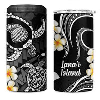 Hawaii Lanaʻi Islands Pacific Plumeria 4 in 1 Can Cooler Tumbler White Polynesian Tattoo