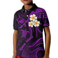 Polynesian Hawaii Kid Polo Shirt Kauai Islands with Pacific Plumeria Purple Vibe LT9 Kid Purple - Polynesian Pride