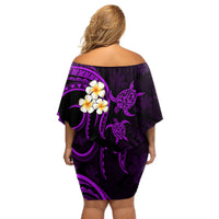 Polynesian Hawaii Off Shoulder Short Dress Kauai Islands with Pacific Plumeria Purple Vibe LT9 - Polynesian Pride