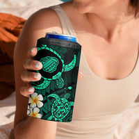 Hawaii Kauai Islands Pacific Plumeria 4 in 1 Can Cooler Tumbler Turquoise Polynesian Tattoo