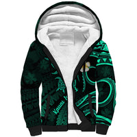 Polynesian Hawaii Sherpa Hoodie Kauai Islands with Pacific Plumeria Turquoise Vibe LT9 Unisex Turquoise - Polynesian Pride
