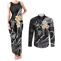 Polynesian Hawaii Couples Matching Tank Maxi Dress and Long Sleeve Button Shirts Kauai Islands with Pacific Plumeria White Vibe LT9 White - Polynesian Pride