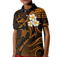 Hawaii Kid Polo Shirt Kahoolawe Islands Polynesian Sunset Plumeria Gold Vibe LT9 Kid Gold - Polynesian Pride