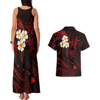 Polynesian Hawaii Couples Matching Tank Maxi Dress And Hawaiian Shirt Kahoolawe Islands with Pacific Plumeria Red Vibe LT9 - Polynesian Pride
