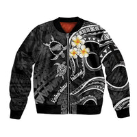 Polynesian Hawaii Sleeve Zip Bomber Jacket Kahoolawe Islands with Pacific Plumeria White Vibe LT9 Unisex White - Polynesian Pride