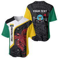Personalised PNG Hela Province Baseball Jersey Bird of Paradise Tattoo Flag Motif LT9 - Polynesian Pride