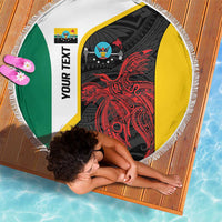 Personalised PNG Hela Province Beach Blanket Bird of Paradise Tattoo Flag Motif - Polynesian Pride