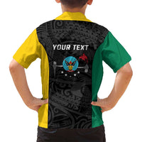 Personalised PNG Hela Province Family Matching Long Sleeve Bodycon Dress and Hawaiian Shirt Bird of Paradise Tattoo Flag Motif - Polynesian Pride