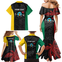 Personalised PNG Hela Province Family Matching Mermaid Dress and Hawaiian Shirt Bird of Paradise Tattoo Flag Motif - Polynesian Pride