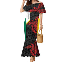 Personalised PNG Hela Province Family Matching Mermaid Dress and Hawaiian Shirt Bird of Paradise Tattoo Flag Motif - Polynesian Pride