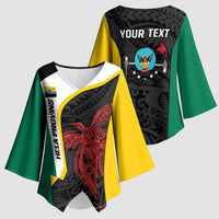 Personalised PNG Hela Province Kimono Sleeve Blouse Bird of Paradise Tattoo Flag Motif - Polynesian Pride