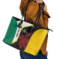 Personalised PNG Hela Province Leather Tote Bag Bird of Paradise Tattoo Flag Motif - Polynesian Pride