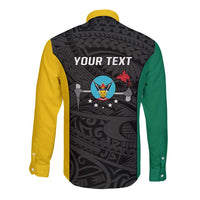 Personalised PNG Hela Province Long Sleeve Button Shirt Bird of Paradise Tattoo Flag Motif - Polynesian Pride