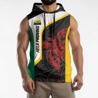 Personalised PNG Hela Province Sleeveless Hoodie Bird of Paradise Tattoo Flag Motif - Polynesian Pride