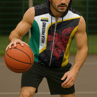 Personalised PNG Hela Province Sleeveless Zip Hoodie Bird of Paradise Tattoo Flag Motif - Polynesian Pride