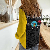 Personalised PNG Hela Province Women Casual Shirt Bird of Paradise Tattoo Flag Motif - Polynesian Pride