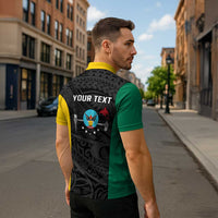 Personalised PNG Hela Province Zipper Polo Shirt Bird of Paradise Tattoo Flag Motif - Polynesian Pride