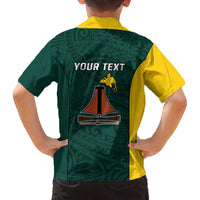 Personalised PNG Jiwaka Province Family Matching Off The Shoulder Long Sleeve Dress and Hawaiian Shirt Bird of Paradise Tattoo Flag Motif - Polynesian Pride