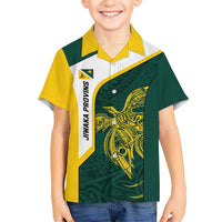 Personalised PNG Jiwaka Province Kid Hawaiian Shirt Bird of Paradise Tattoo Flag Motif LT9 Kid Green - Polynesian Pride