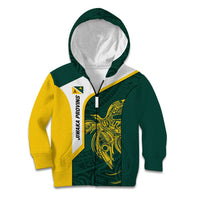 Personalised PNG Jiwaka Province Kid Hoodie Bird of Paradise Tattoo Flag Motif - Polynesian Pride