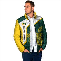 Personalised PNG Jiwaka Province Padded Jacket Bird of Paradise Tattoo Flag Motif - Polynesian Pride