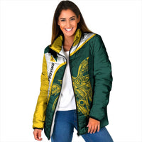 Personalised PNG Jiwaka Province Padded Jacket Bird of Paradise Tattoo Flag Motif - Polynesian Pride
