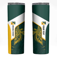 Personalised PNG Jiwaka Province Skinny Tumbler Bird of Paradise Tattoo Flag Motif LT9 Green - Polynesian Pride