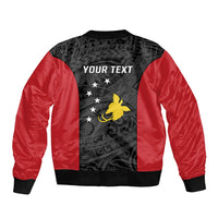 Personalised PNG Sandaun Province Bomber Jacket Bird of Paradise Tattoo Flag Motif - Polynesian Pride