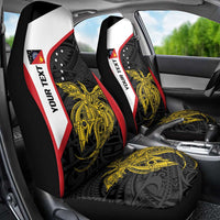 Personalised PNG Sandaun Province Car Seat Cover Bird of Paradise Tattoo Flag Motif - Polynesian Pride