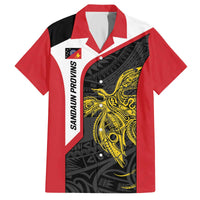 Personalised PNG Sandaun Province Family Matching Off The Shoulder Long Sleeve Dress and Hawaiian Shirt Bird of Paradise Tattoo Flag Motif - Polynesian Pride