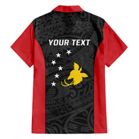 Personalised PNG Sandaun Province Family Matching Off The Shoulder Long Sleeve Dress and Hawaiian Shirt Bird of Paradise Tattoo Flag Motif - Polynesian Pride