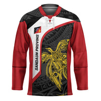 Personalised PNG Sandaun Province Hockey Jersey Bird of Paradise Tattoo Flag Motif - Polynesian Pride