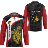 Personalised PNG Sandaun Province Hockey Jersey Bird of Paradise Tattoo Flag Motif - Polynesian Pride