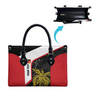 Personalised PNG Sandaun Province Leather Bag Bird of Paradise Tattoo Flag Motif - Polynesian Pride