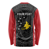 Personalised PNG Sandaun Province Long Sleeve Shirt Bird of Paradise Tattoo Flag Motif - Polynesian Pride