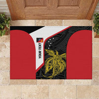 Personalised PNG Sandaun Province Rubber Doormat Bird of Paradise Tattoo Flag Motif - Polynesian Pride