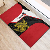Personalised PNG Sandaun Province Rubber Doormat Bird of Paradise Tattoo Flag Motif - Polynesian Pride