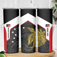 Personalised PNG Sandaun Province Skinny Tumbler Bird of Paradise Tattoo Flag Motif LT9 - Polynesian Pride