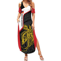 Personalised PNG Sandaun Province Summer Maxi Dress Bird of Paradise Tattoo Flag Motif - Polynesian Pride